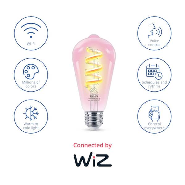 Amber and Full Color ST19 25W Equivalent Dimmable Smart Wi-Fi WiZ Connected Vintage Edison LED Light Bulb 2100K (1-Pack)