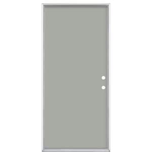 36 in. x 80 in. Flush Left Hand Inswing Silver Clouds Painted Steel Prehung Front Door No Brickmold in Vinyl Frame