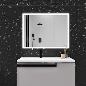32 in. W x 24 in. H Rectangular Frameless Wall-Mount LED Anti-Fog Bathroom Vanity Mirror in Silver