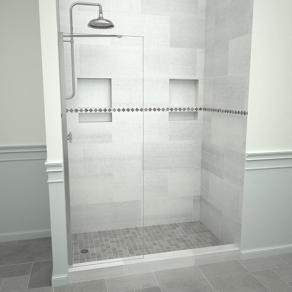 Tile Redi 5400 Series 48 in. W x 76 in. H Semi-Frameless Fixed Shower ...