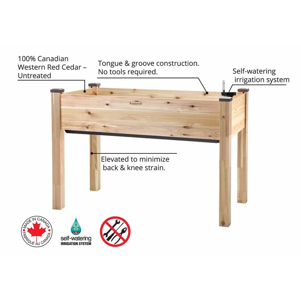 Large Natural Cedar Self-Watering Elevated Planter