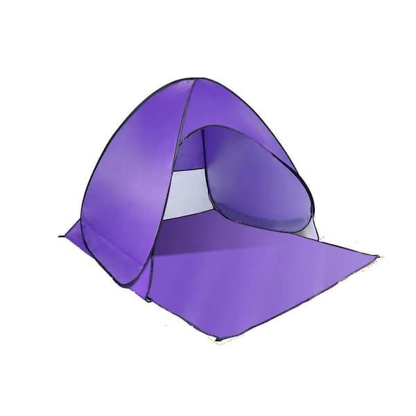 5 ft. x 4 ft. Purple Pop Up Beach Tent Sun Shelter Canopy Anti-UV Waterproof for 2-3 Person Outdoor Use