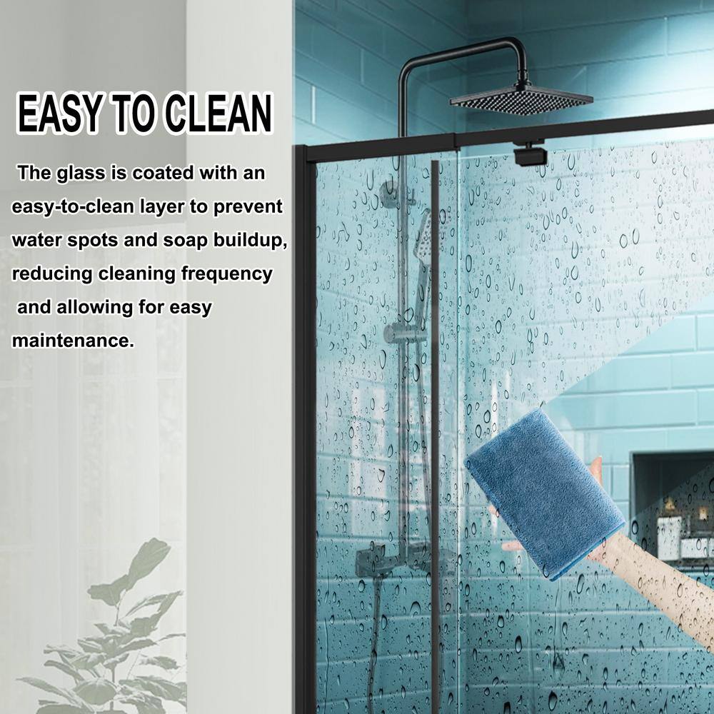 32 in. Matte Black Semi-Frameless Pivot Shower Door with Clear Glass