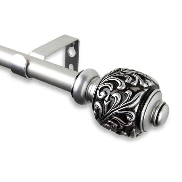 Rod Desyne 28 in. - 48 in. Telescoping 5/8 in. Single Curtain Rod Kit in Satin Nickel with Tilly Finial