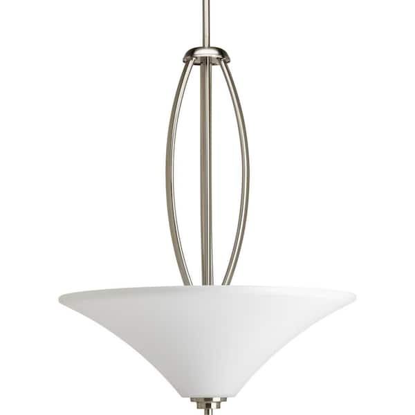 Progress Lighting Joy Collection 3-Light Brushed Nickel Foyer Pendant with Etched Glass