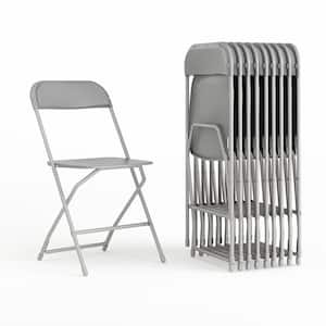 Hercules Series Gray Metal 650 lb. Weight Capacity Lightweight Event Folding Chair (Set of 10)