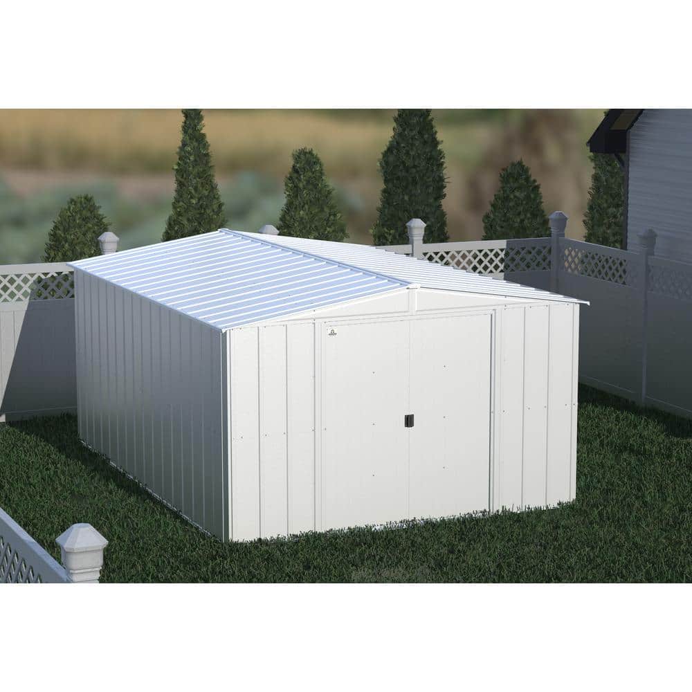 10 ft x 14 ft Flute Gray Steel Storage Shed
