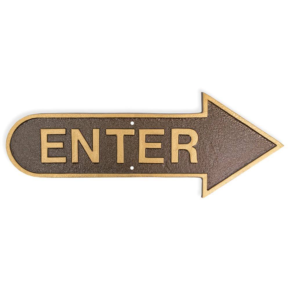 "6"" x 15.5"" Right Arrow Enter Statement Plaque Sign-Hammered Bronze" price history on PriceWatchPro