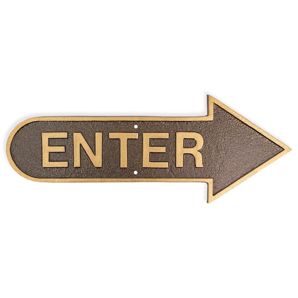 6" x 15.5" Right Arrow Enter Statement Plaque Sign-Hammered Bronze
