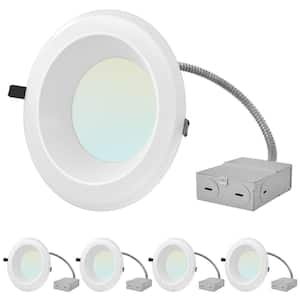 8 in. Canless Light With J-Box CCT 3000K 3500K 4000K 5000K Dimmable Remodel Integrated LED Recessed Light Kit 4-Pack