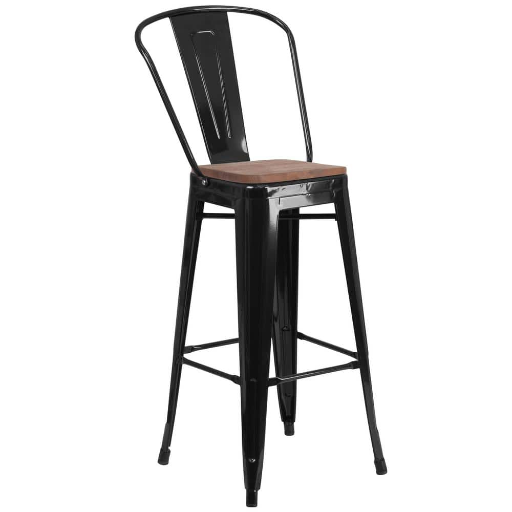 Flash Furniture 30.5 in. Black Metal Bar Stool CGA-CH-243606