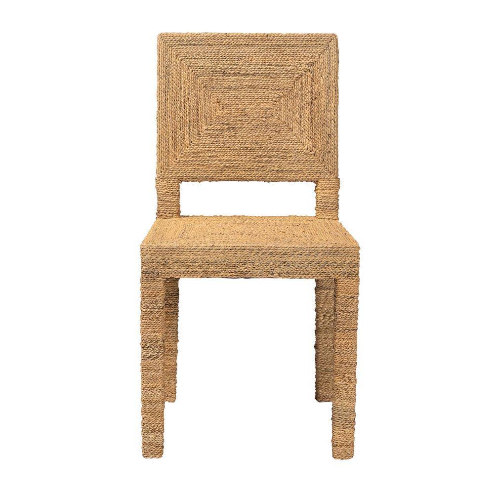 Natural Seagrass and Mahogany Wood Dining Chair