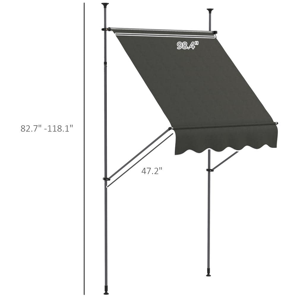 Dark Gray Aluminum Frame Retractable Patio Awning with UV Resistant Fabric