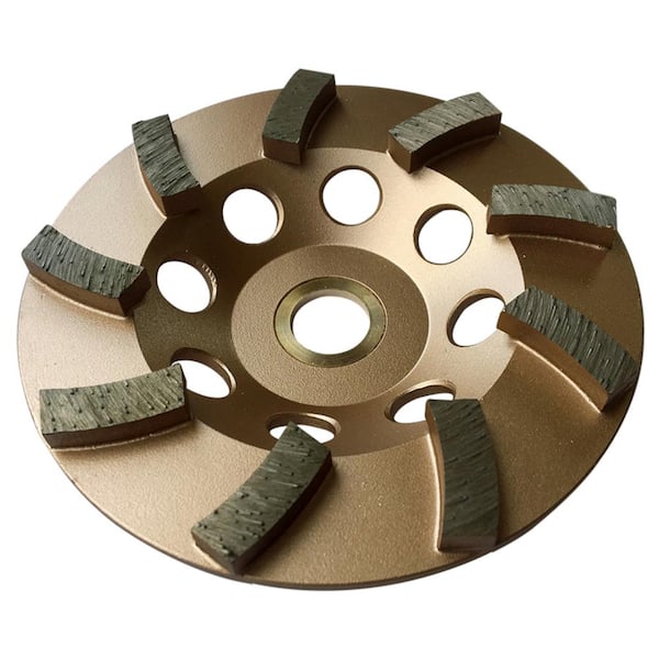EDiamondTools 4.5 in. Concrete Grinding Cup Wheel, Diamond Rim, 9 Turbo Diamond Blade Segments, 7/8 in. 5/8 in. Non-Threaded Arbor