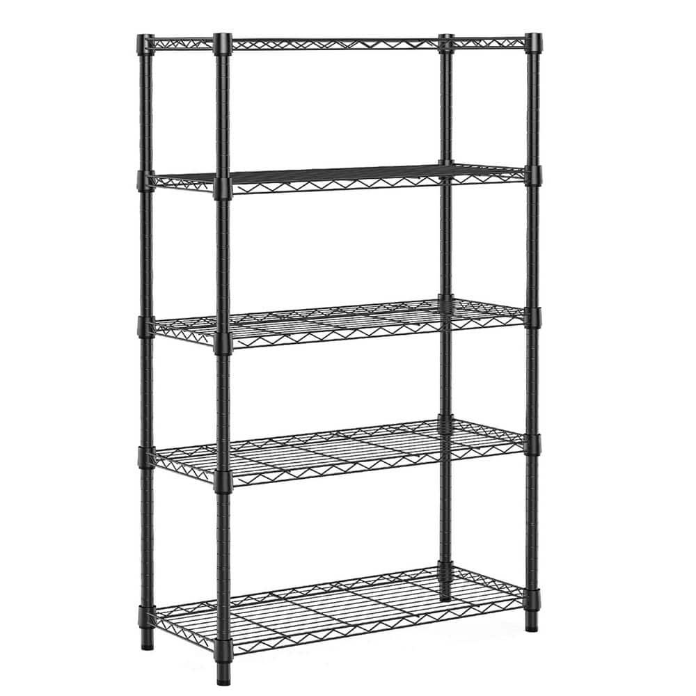 Tileon Heavy Duty 5-Tier Utility Shelving Unit, 1750 lbs. Steel Organizer Wire Rack for Kitchen, Office, Garage in Black YQHDRA368
