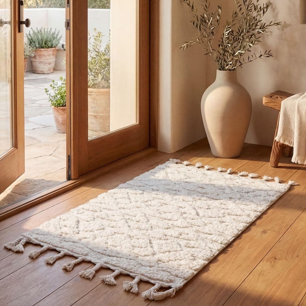 Moroccan Tassel Shag 5 ft. x 5 ft. Square Ivory High-Low Geometric Fringe Area Rug price history on PriceWatchPro