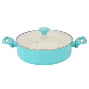 Rexford 5 qt. Ceramic Nonstick Aluminum Everyday Pan with Lid in Teal