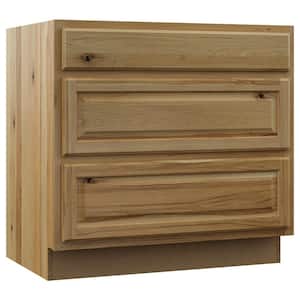 Hampton 36 in. W x 24 in. D x 34.5 in. H Assembled Drawer Base Kitchen Cabinet in Natural Hickory with Full Extend Glide