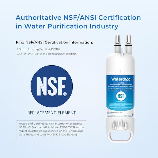 EDR1RXD1 Refrigerator Water Filter Replacement for Everydrop Filter 1, W10295370A, Kenmore 46-9081,46-9930, 6-Pack