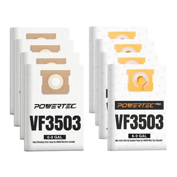 6 Gal. to 9 Gal. High Efficiency Filter Bags for RIDGID Wet/Dry Vacuum VF3503 (2 Pack) 6 Gal. to 9 Gal. High Efficiency Filter Bags for RIDGID Wet/Dry Vacuum VF3503 (2 Pack)