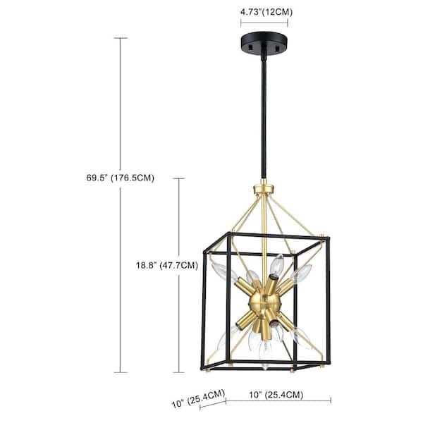 Hukoro Maze 9-Light 10 in. Modern Rectangle Lantern Pendant