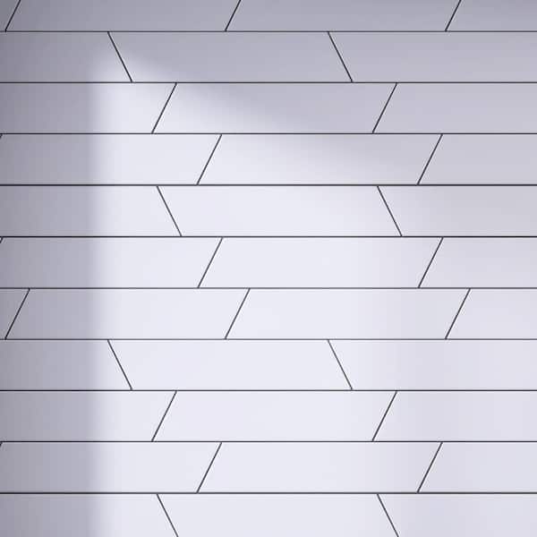 MOLOVO Kenzo White Chevron 3.14 in. x 15.74 in. Matte Porcelain Floor and Wall Tile (10.34 sq. ft./Case)