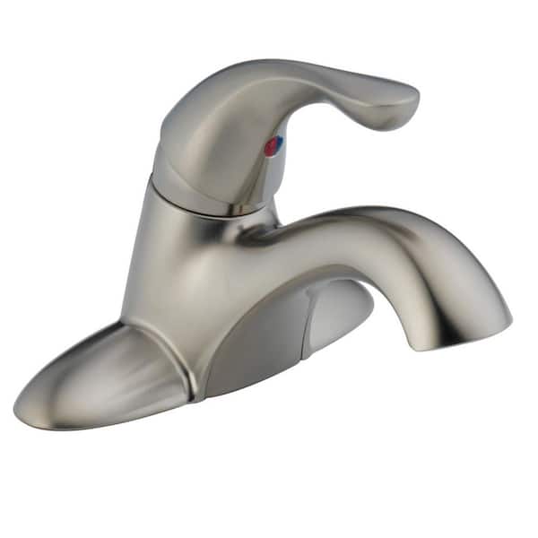 Delta Classic 4 in. Centerset Single-Handle Bathroom Faucet with Metal Drain Assembly in Stainless Steel