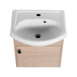 14.40 in. W x 18.10 in. D x 20.90 x in. H Single Sink Floating Bath Vanity in white with white Wood Top