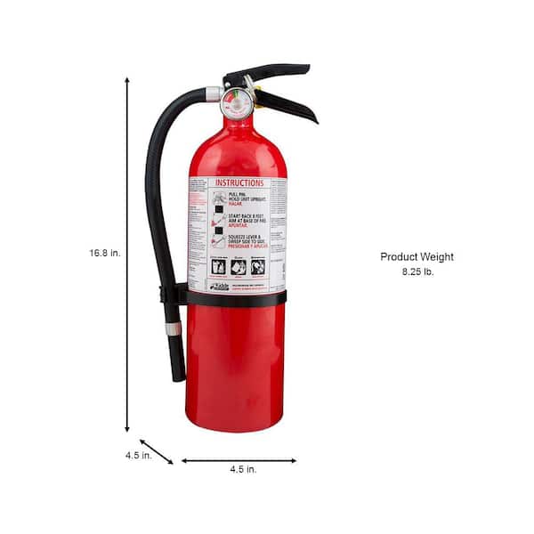 Kidde - Full Home Fire Extinguisher with Hose, Easy Mount Bracket & Strap, 3-A:40-B:C, Dry Chemical, One-Time Use