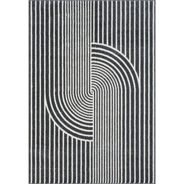 Nuevo Grey 7 ft. 9 in. x 10 ft. 2 in. Mid-Century Polypropylene Area Rug