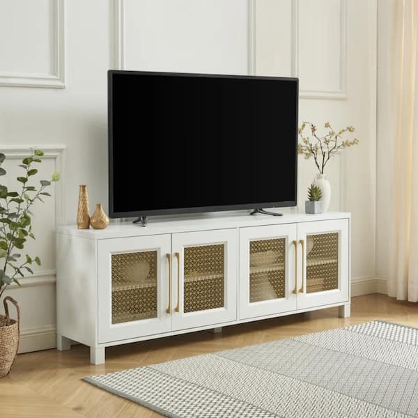 White 69.6 in. TV Stand for Tvs up to 78 in.