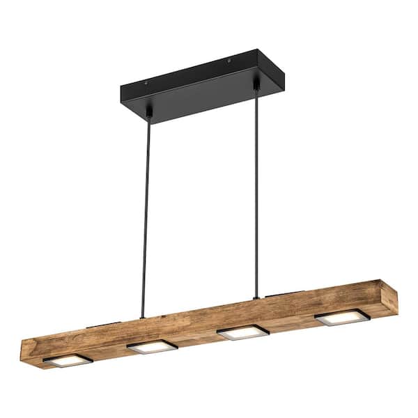 Ian 6-Light Dimmable Wood Brown LED Kitchen Island Pendant Light