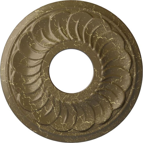 Ekena Millwork 1 in. x 11-3/4 in. x 11-3/4 in. Polyurethane Jet Blackthorne Ceiling Medallion, Mississippi Mud Crackle