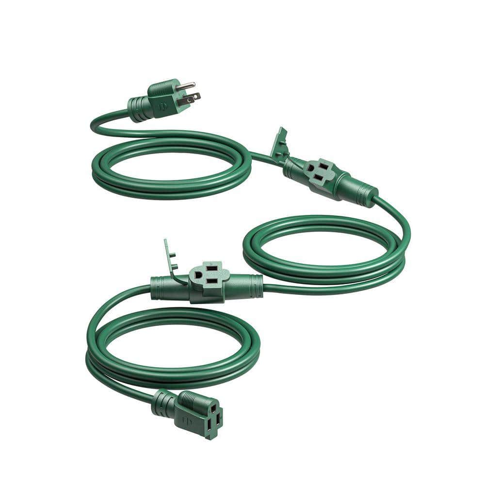 DEWENWILS 27 ft. 16 AWG SJTW / 3-Outlets and Safety Cover Outdoor Halloween Christmas Lights Decoration Extension Cord, Green HES103E