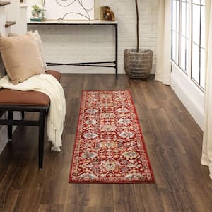 Norwood Red 1 ft. 11 in. x 10 ft. Traditional Ornamental Agra Runner Rug