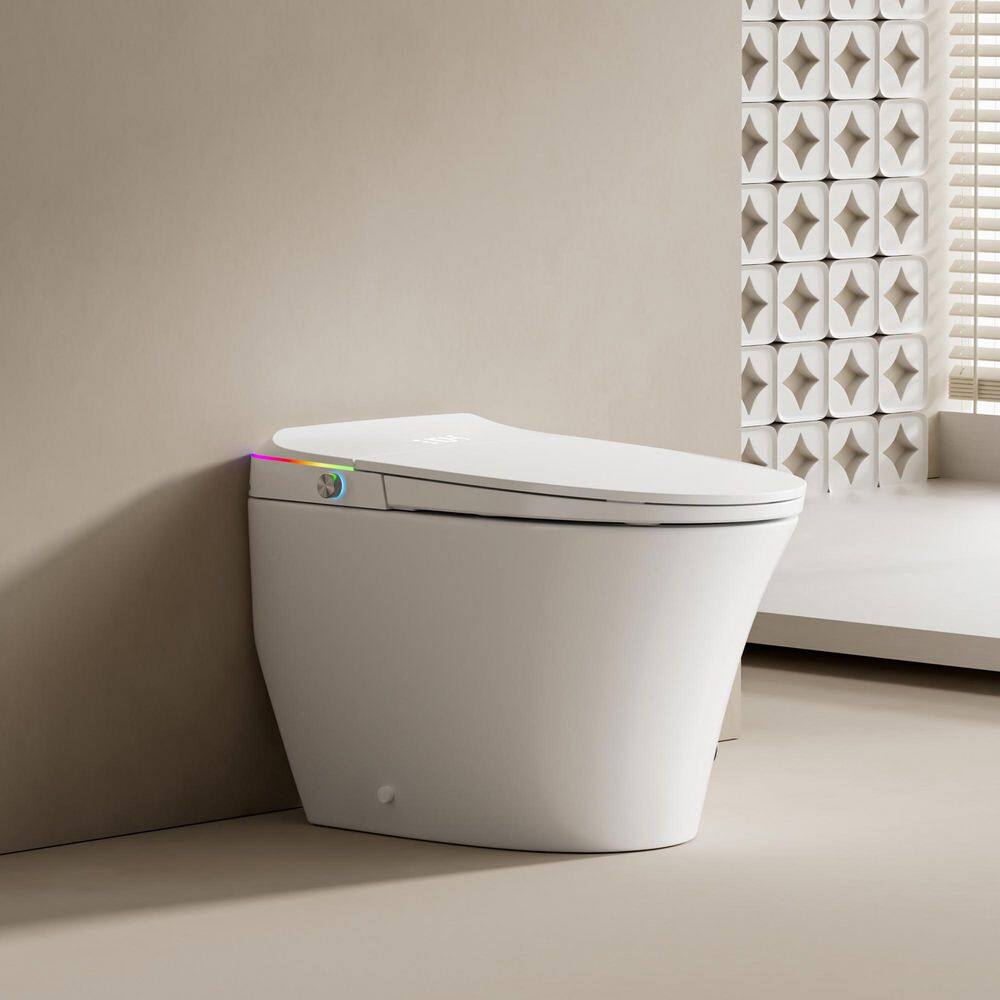 Zarautz Elongated Smart Bidet Toilet in White with Automatic Flip Cover,Sensor Close Lid,Foot Sensor Lid Open,Kick Flush price history on PriceWatchPro