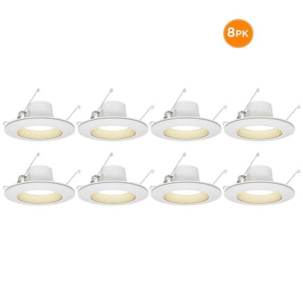 Commercial Electric 6 in. Adjustable CCT Retrofit Integrated LED Recessed Downlight Trim with Night Light 670LM Kitchen Lighting (8-Pack)