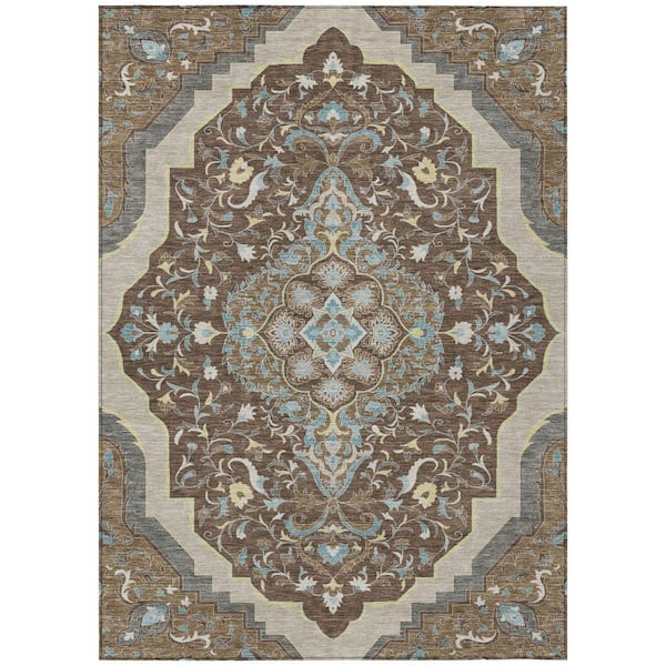 Chantille Machine Washable Indoor/Outdoor Abstract ACN2715 Brown 10 ft. x 14 ft. Area Rug