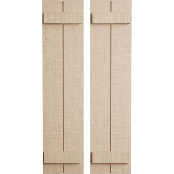 Ekena Millwork 11 in. x 30 in. Timberthane Polyurethane 2-Board Joined Board-n-Batten Rough Cedar Faux Wood Shutters Pair