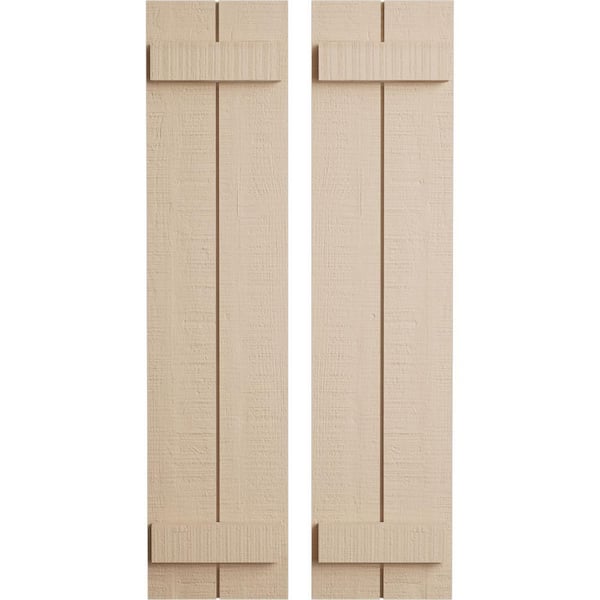 Ekena Millwork 11 in. x 52 in. Timberthane Polyurethane 2-Board Joined Board-n-Batten Rough Cedar Faux Wood Shutters Pair