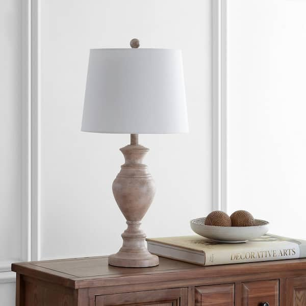 SAFAVIEH Kyler 27.5 in. Brown Wood Finish Table Lamp TBL4216A