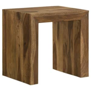 22 in. Brown Rectangle Wood End Table with Wooden Frame