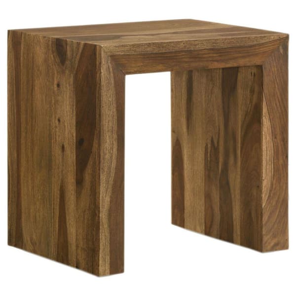Benjara 22 in. Brown Rectangle Wood End Table with Wooden Frame