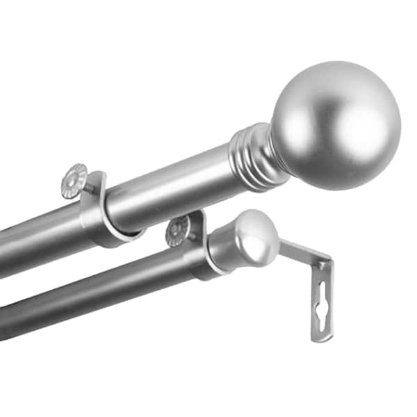 Rod Desyne 66 in. - 120 in. Double Curtain Rod in Satin Nickel with Finial