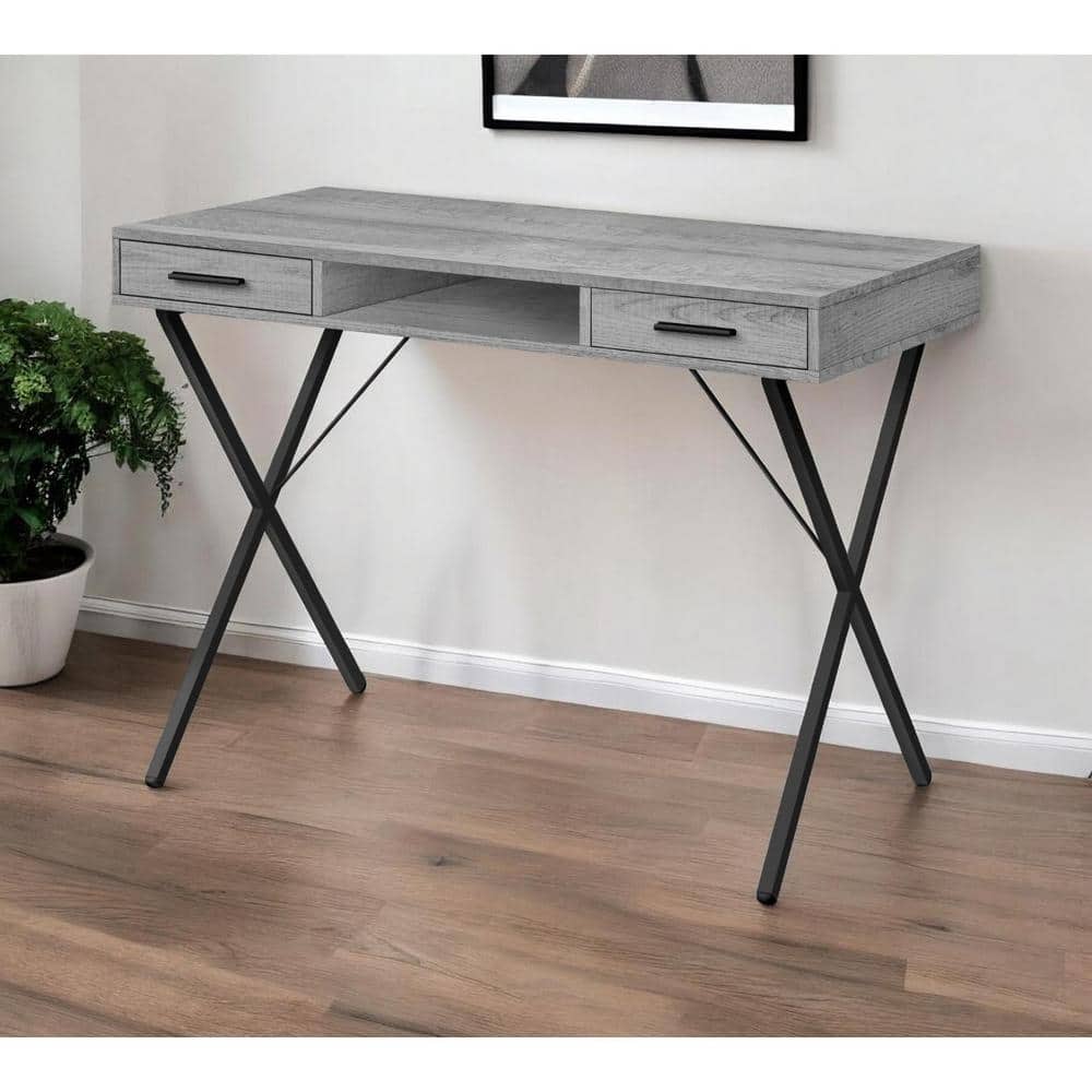 42 in. Rectangular Gray Metal 2-Drawer Computer Desks