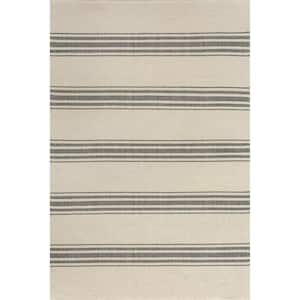 Lauren Liess Bergamot Striped Cotton Beige 10 ft. x 14 ft. Area Rug