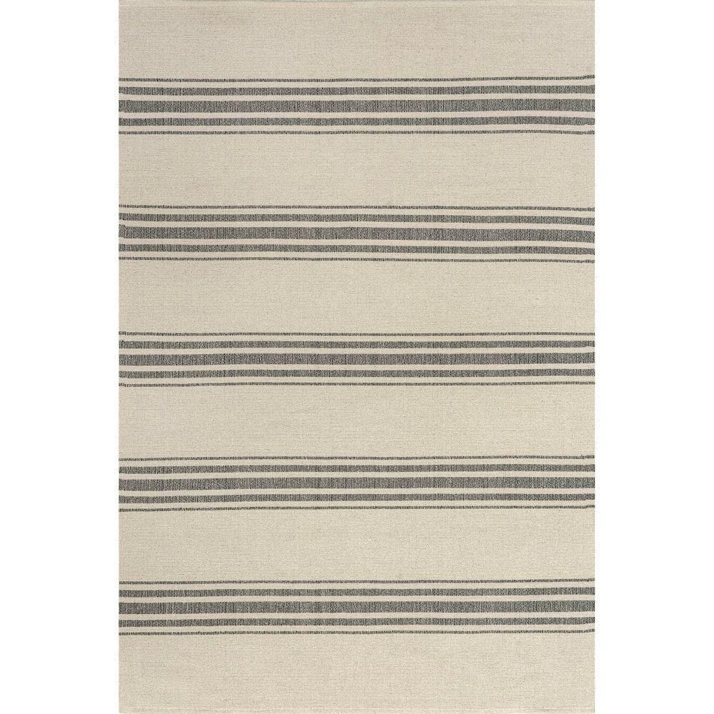 Beige and Gray Handmade Cotton Striped Rectangular Area Rug