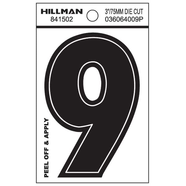 Hillman 3 in. Black Vinyl Die-Cut Number 9