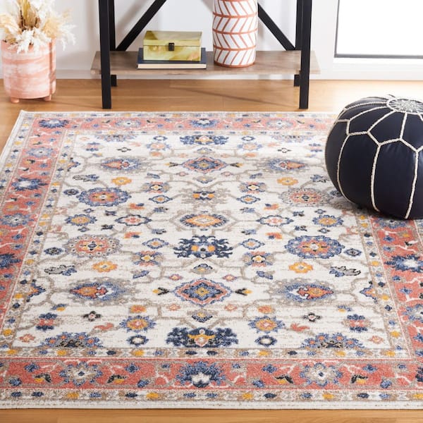 Astoria 4 ft. x 6 ft. Ivory/Rust Floral Medallion Area Rug