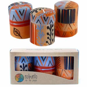 Uzushi Design Unscented Hand-Painted Multi-Colored Votive Candles Boxed (Set of 3)